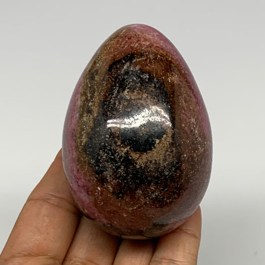 377.5g, 3"x2.1" Natural Untreated Rhodonite Egg Polished @Madagascar, B22781