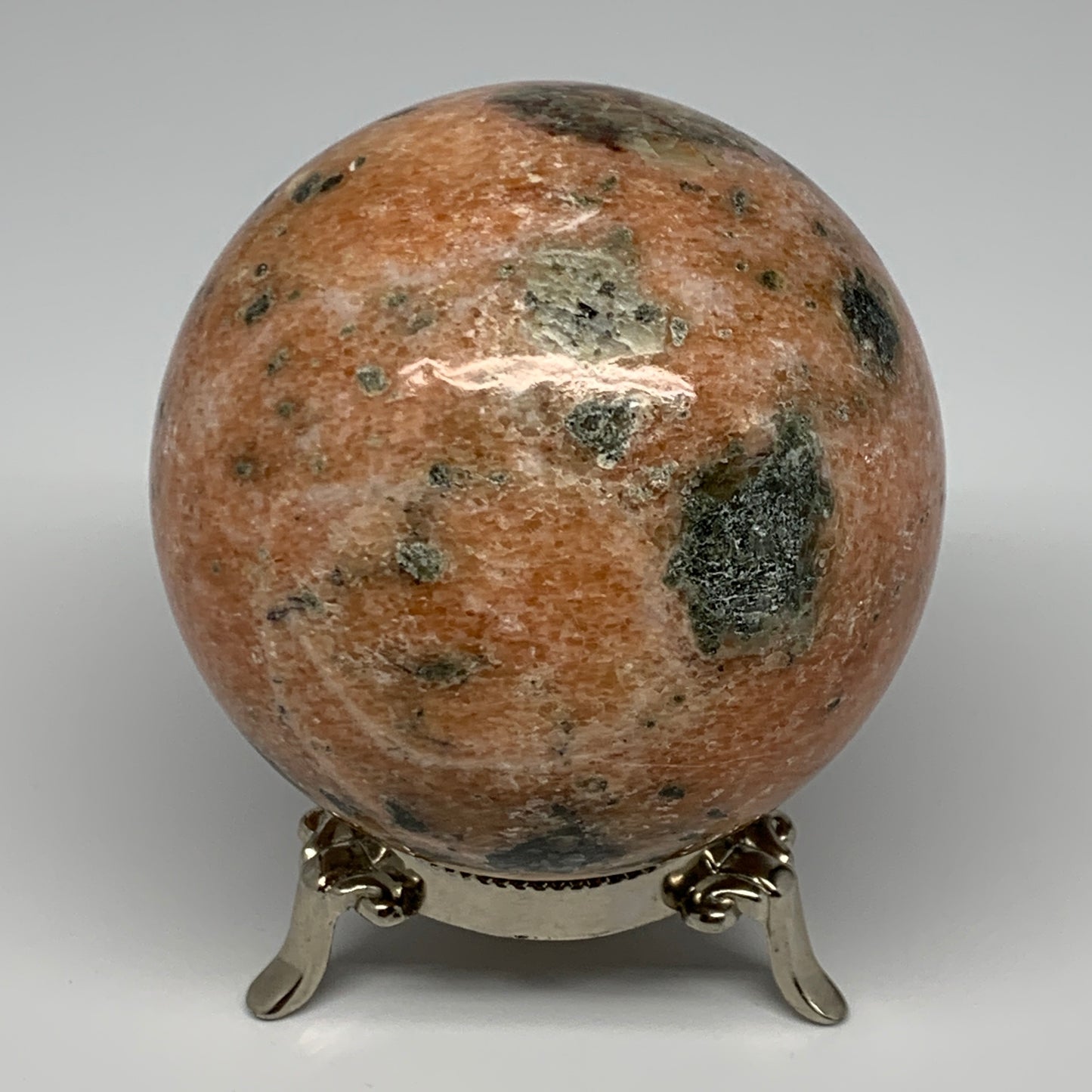 755g, 3.2"(80mm) Orange Calcite Sphere Ball Gemstone from Madagascar, B17182