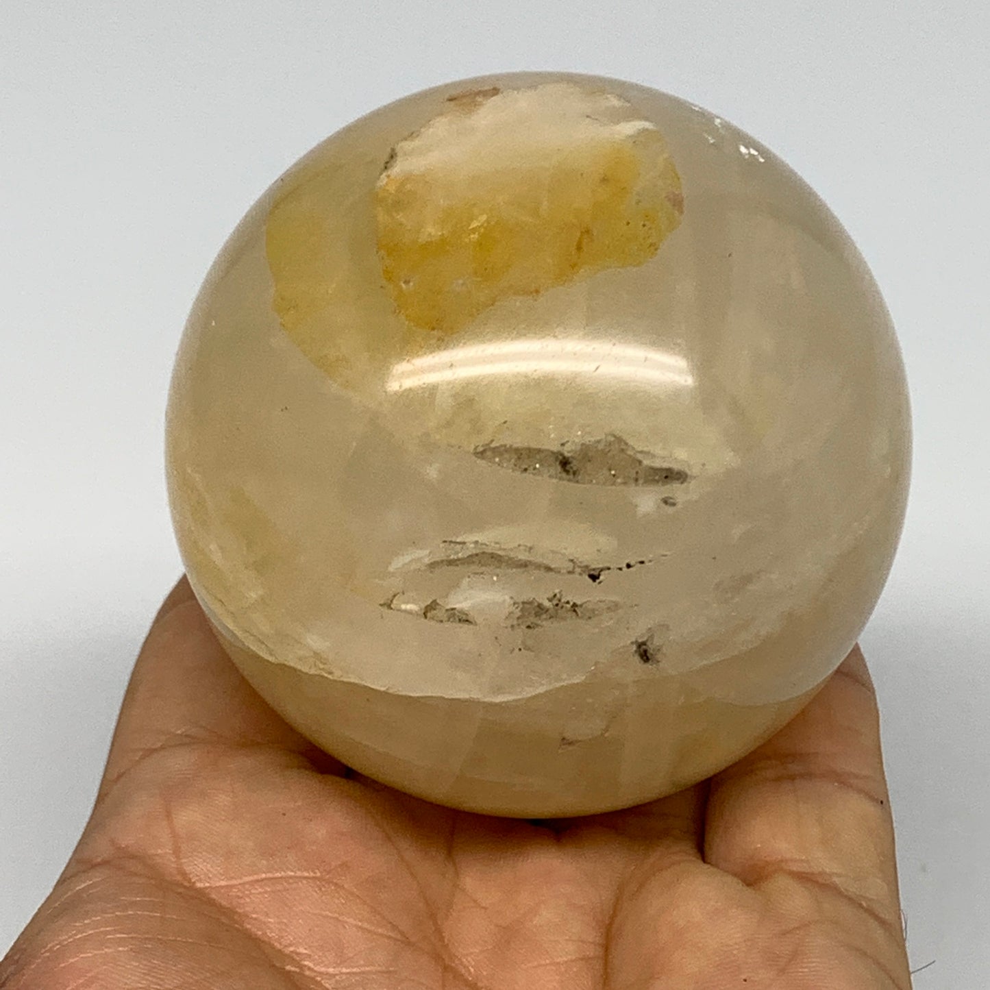 398.9g, 2.6" (66mm), Yellow Hematoid Sphere Crystal Ball Gemstones @Madagascar,B