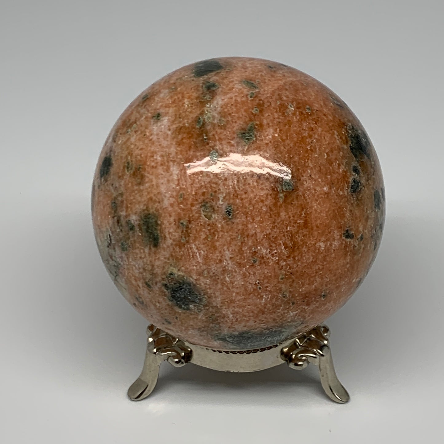 755g, 3.2"(80mm) Orange Calcite Sphere Ball Gemstone from Madagascar, B17182