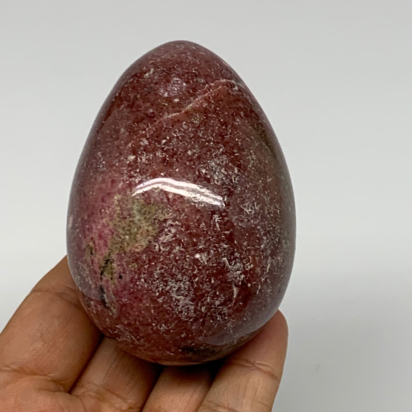 377.5g, 3"x2.1" Natural Untreated Rhodonite Egg Polished @Madagascar, B22781