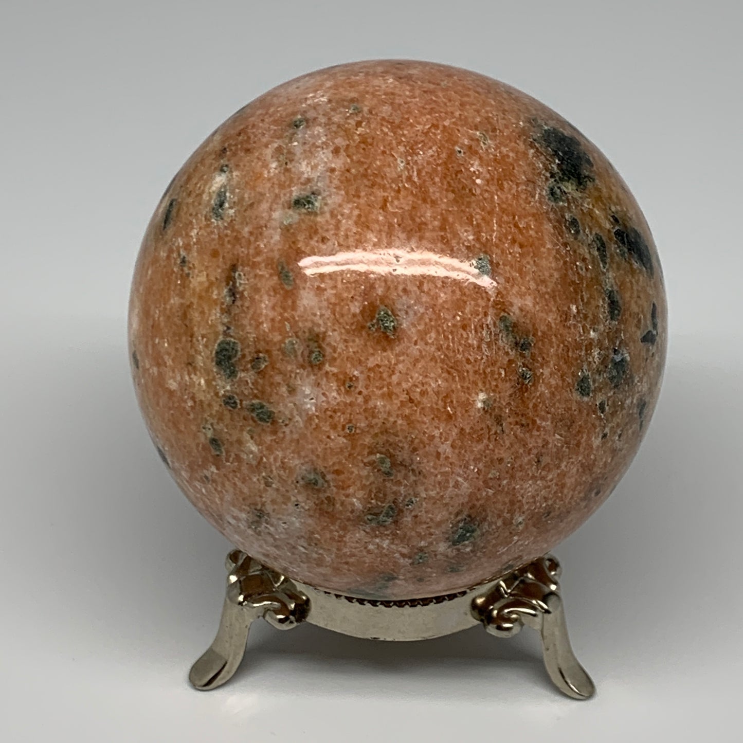 755g, 3.2"(80mm) Orange Calcite Sphere Ball Gemstone from Madagascar, B17182