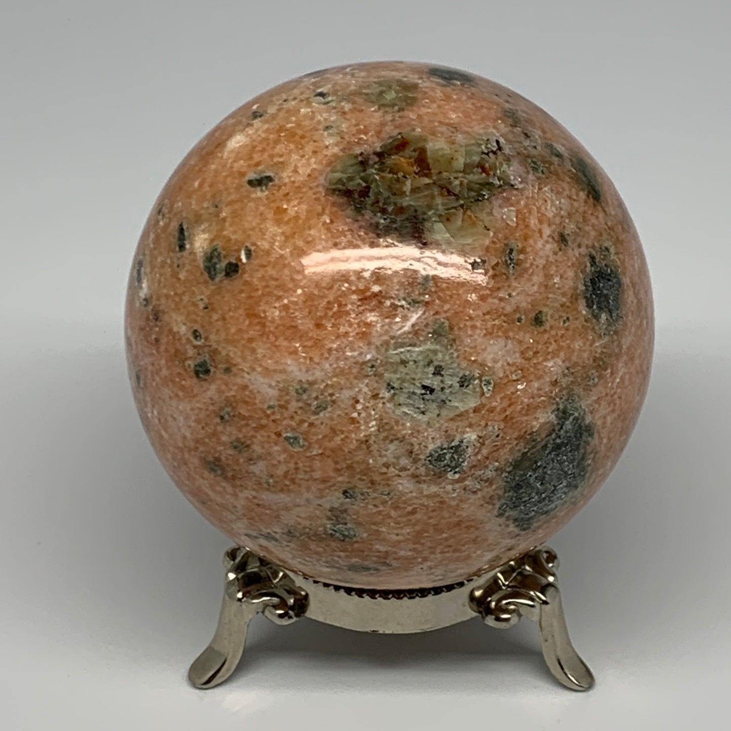 755g, 3.2"(80mm) Orange Calcite Sphere Ball Gemstone from Madagascar, B17182