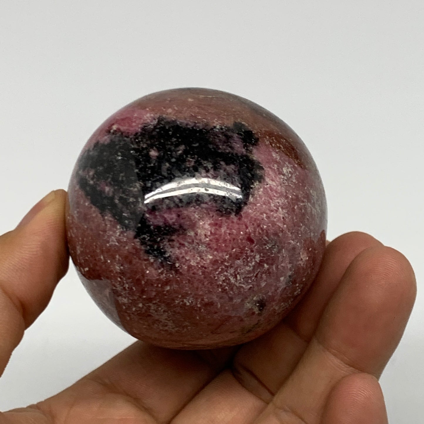 377.5g, 3"x2.1" Natural Untreated Rhodonite Egg Polished @Madagascar, B22781