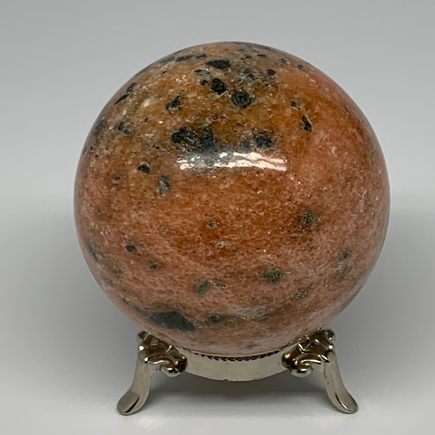 755g, 3.2"(80mm) Orange Calcite Sphere Ball Gemstone from Madagascar, B17182