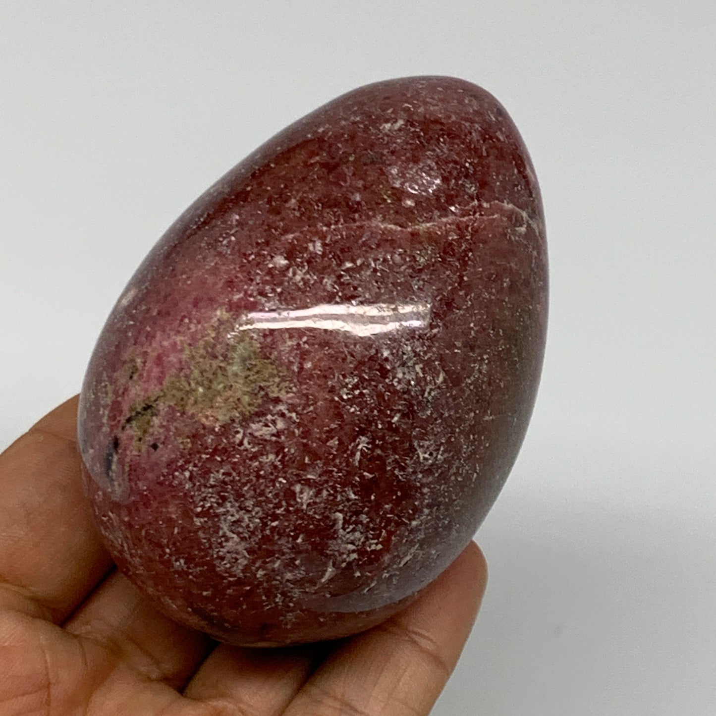377.5g, 3"x2.1" Natural Untreated Rhodonite Egg Polished @Madagascar, B22781