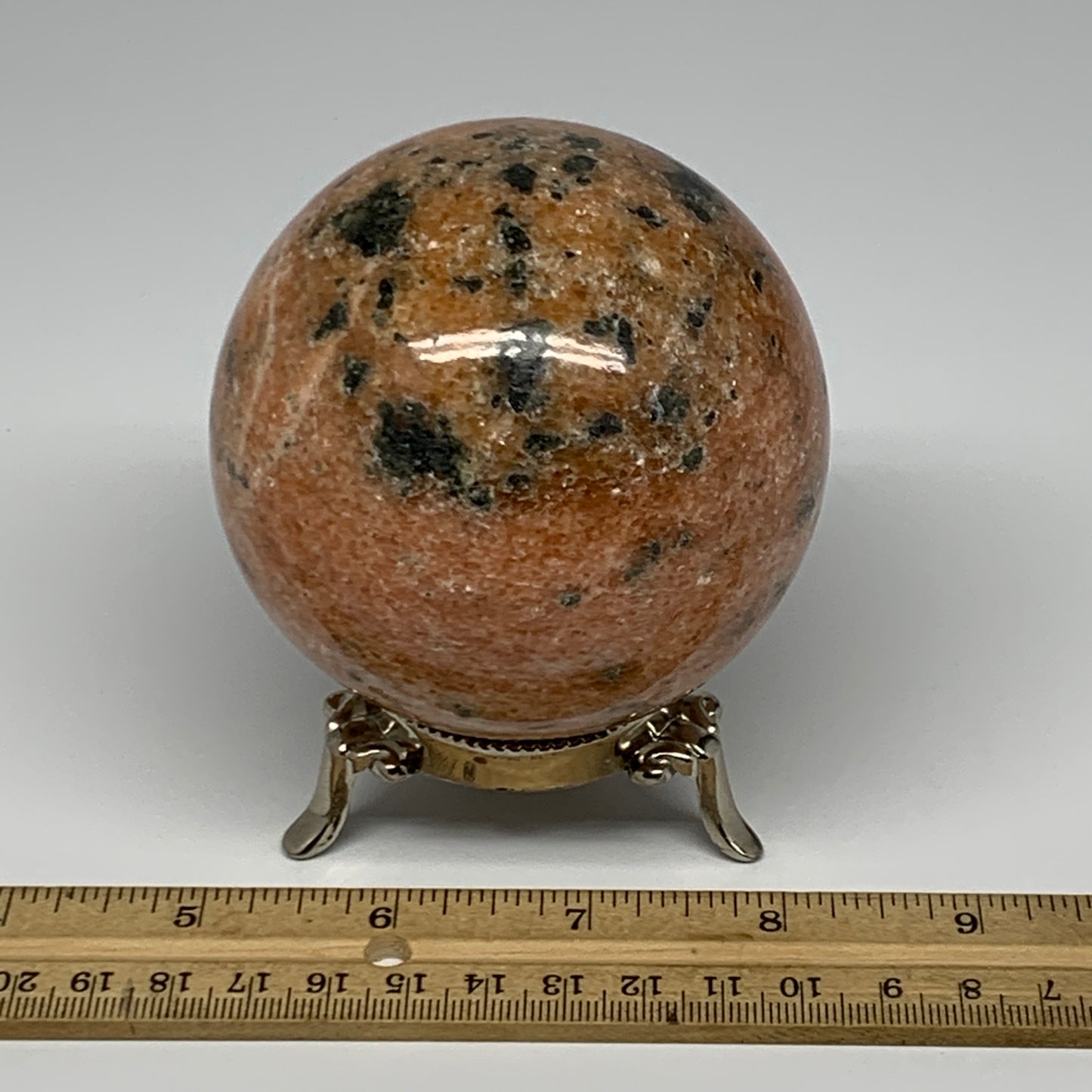 755g, 3.2"(80mm) Orange Calcite Sphere Ball Gemstone from Madagascar, B17182