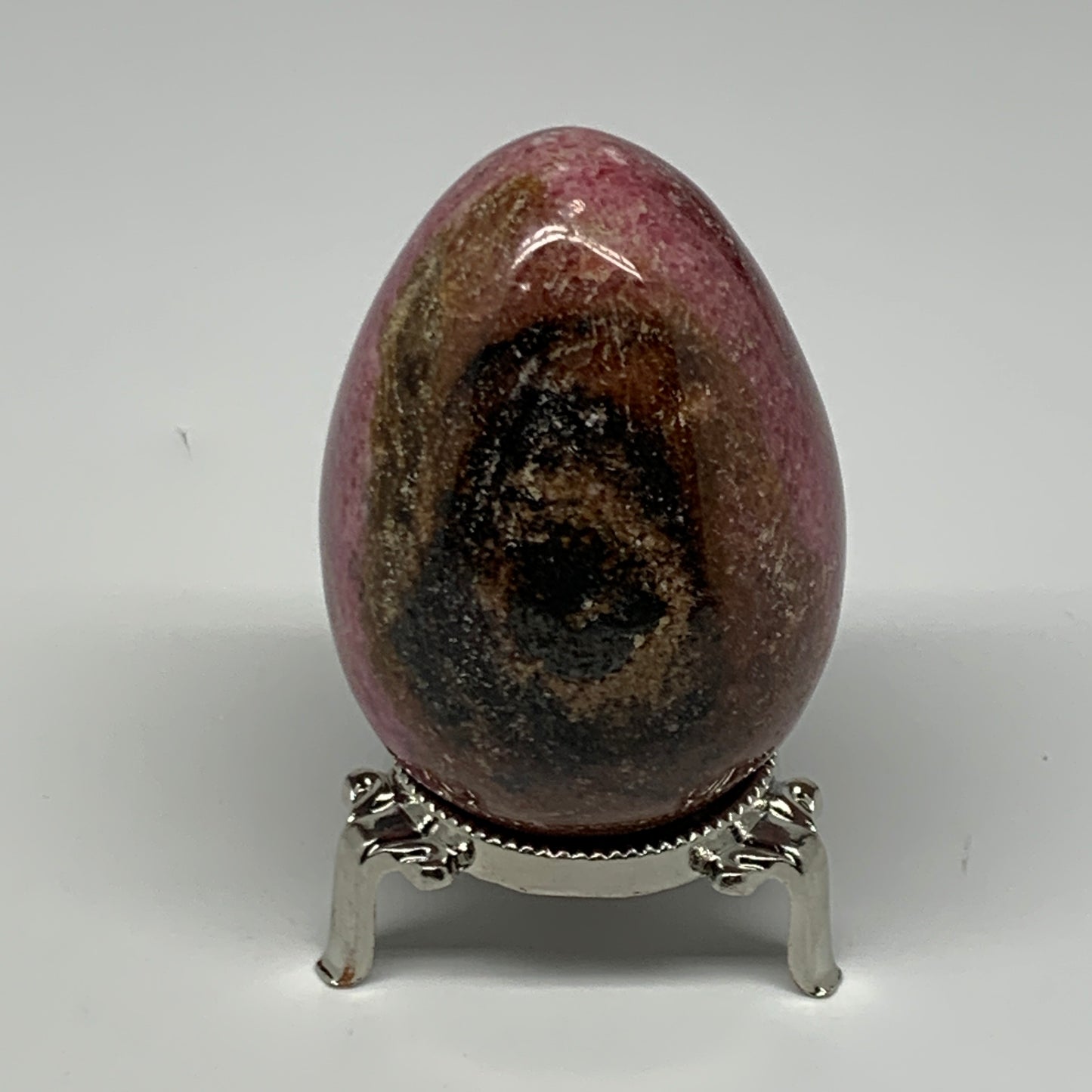 377.5g, 3"x2.1" Natural Untreated Rhodonite Egg Polished @Madagascar, B22781