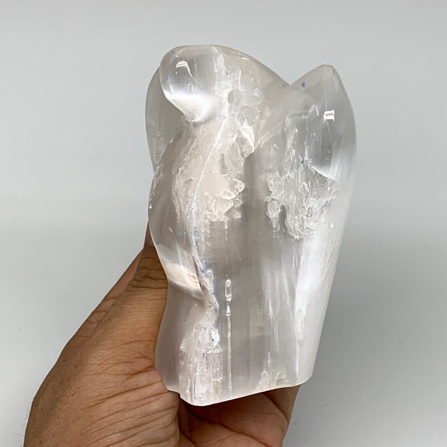 418g, 3.9"x3.5"x1.9"Natural Selenite (Satin Spar) Angel Crystal @Morocco,B8970