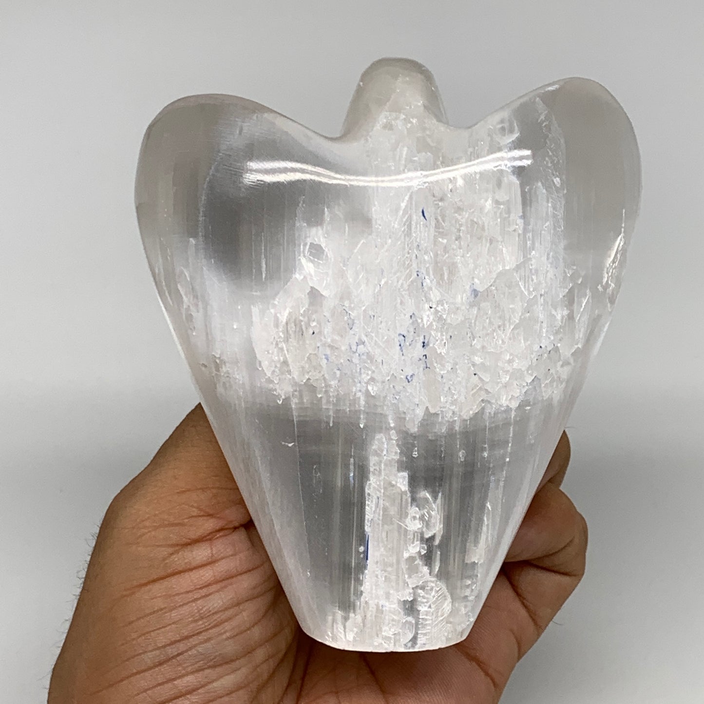 418g, 3.9"x3.5"x1.9"Natural Selenite (Satin Spar) Angel Crystal @Morocco,B8970