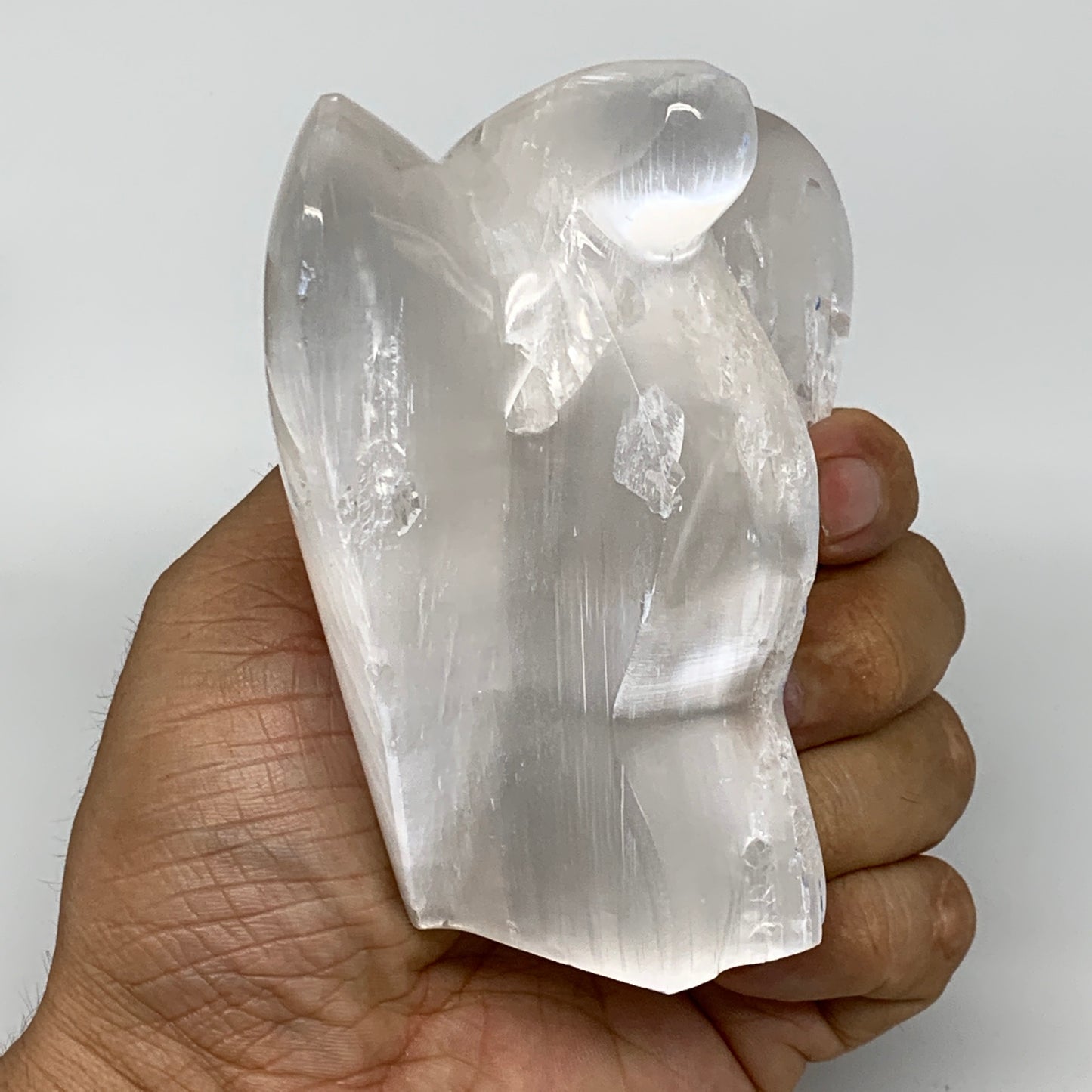 418g, 3.9"x3.5"x1.9"Natural Selenite (Satin Spar) Angel Crystal @Morocco,B8970
