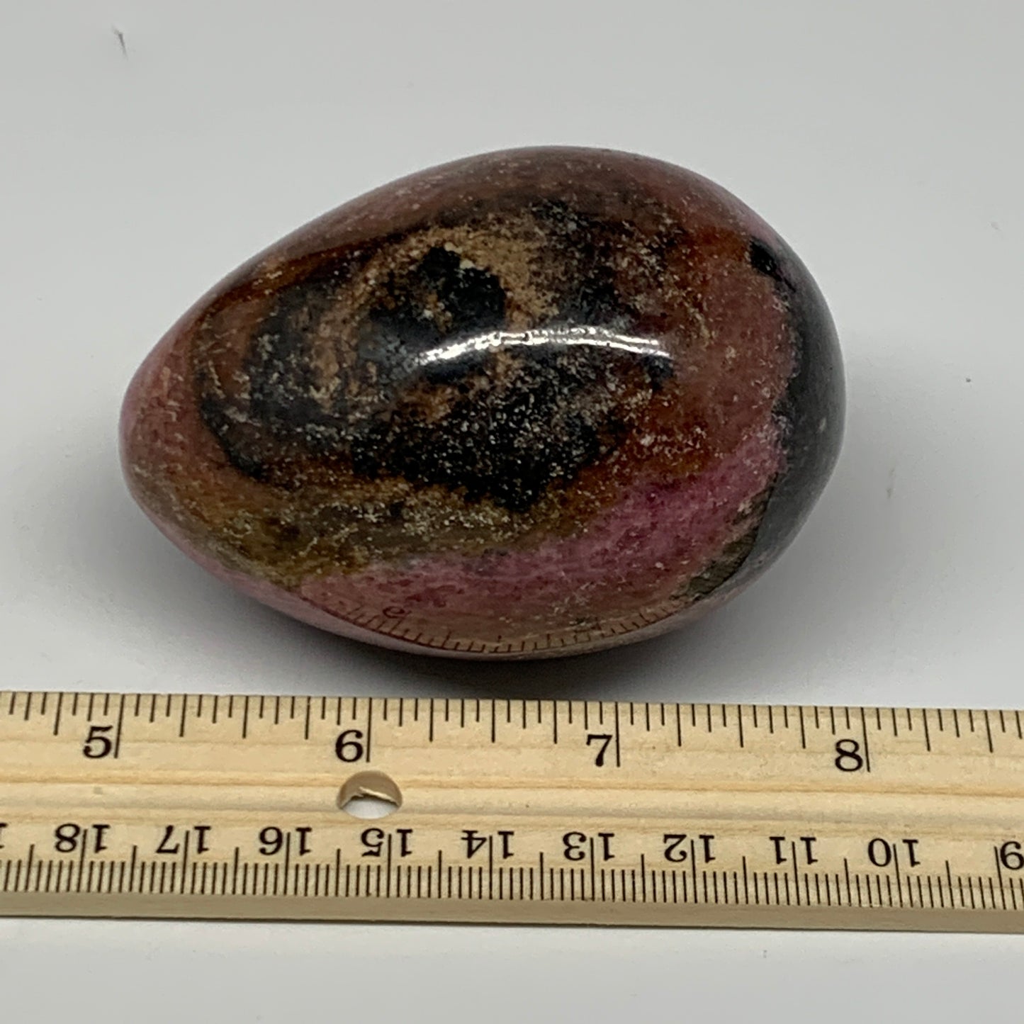 377.5g, 3"x2.1" Natural Untreated Rhodonite Egg Polished @Madagascar, B22781