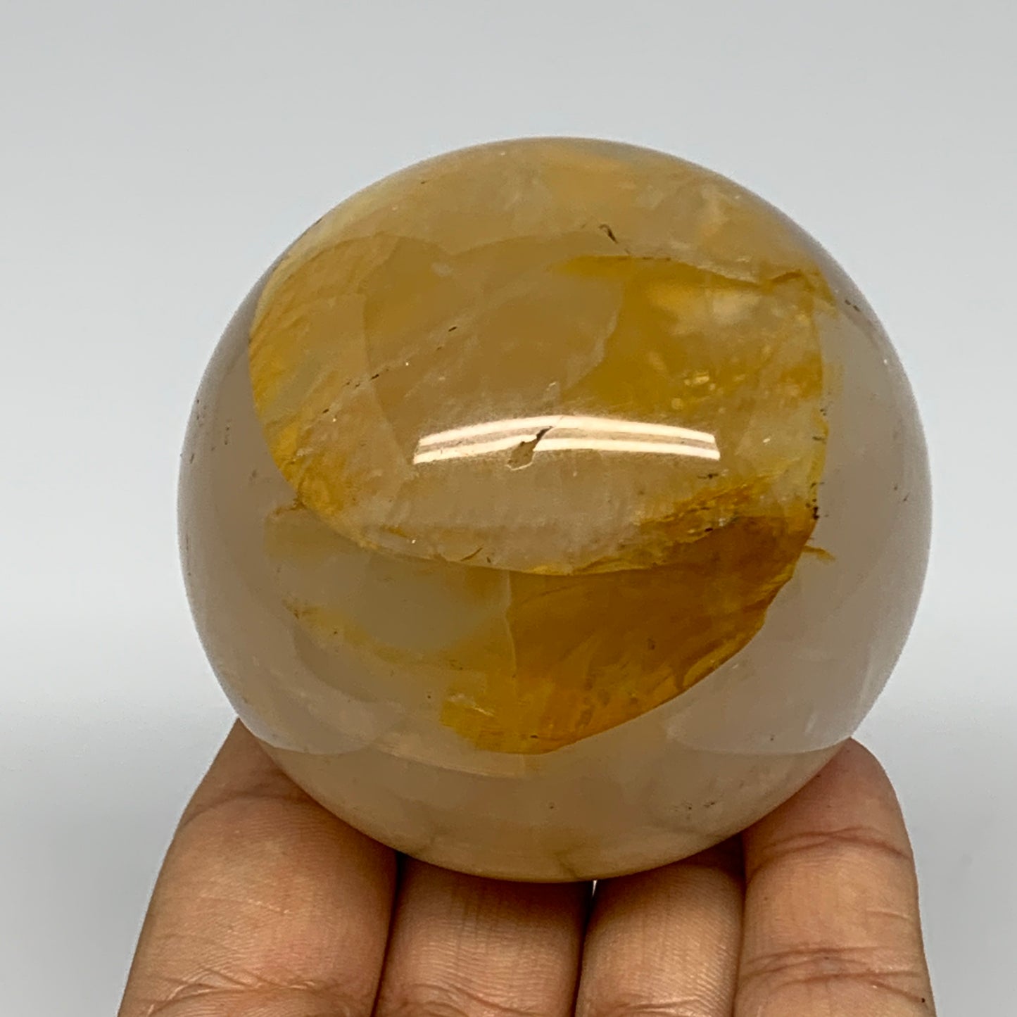 380.9g, 2.9" (65mm), Yellow Hematoid Sphere Crystal Ball Gemstones @Madagascar,B