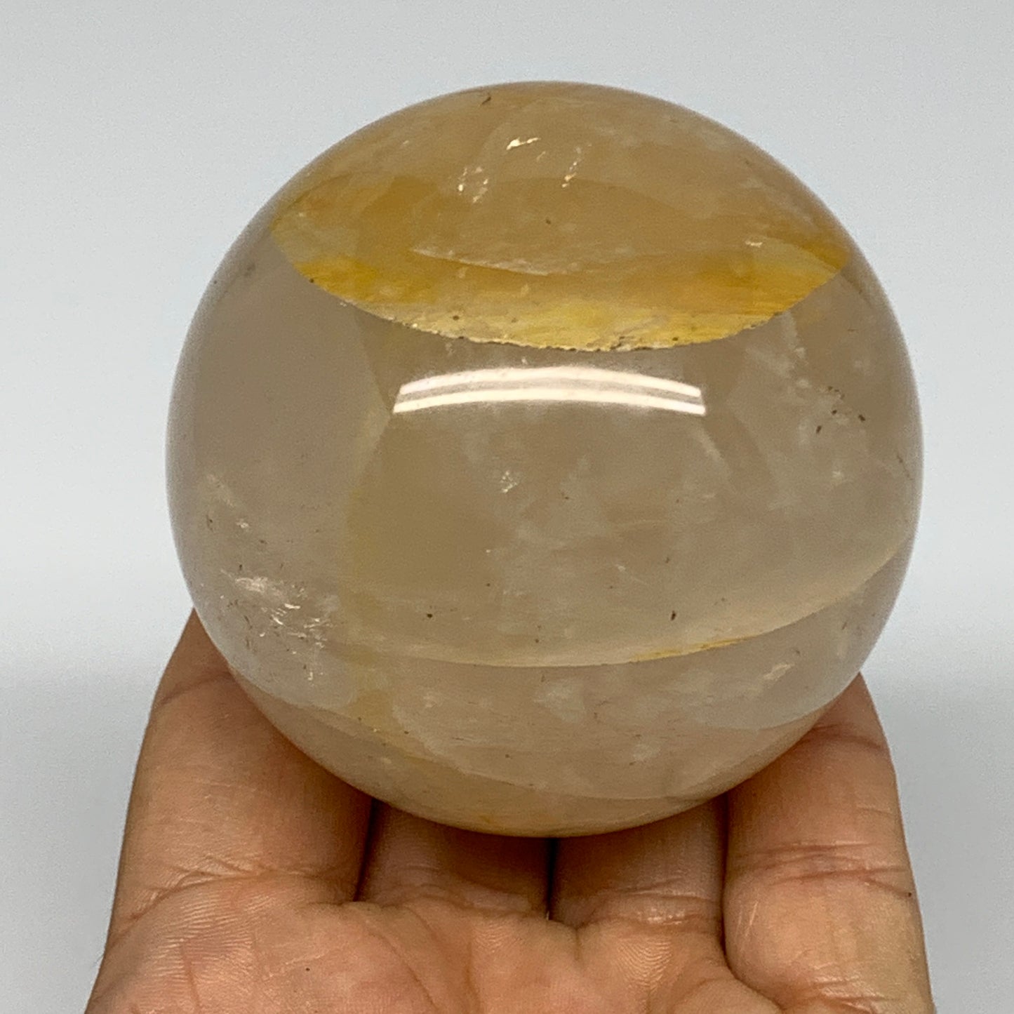 380.9g, 2.9" (65mm), Yellow Hematoid Sphere Crystal Ball Gemstones @Madagascar,B