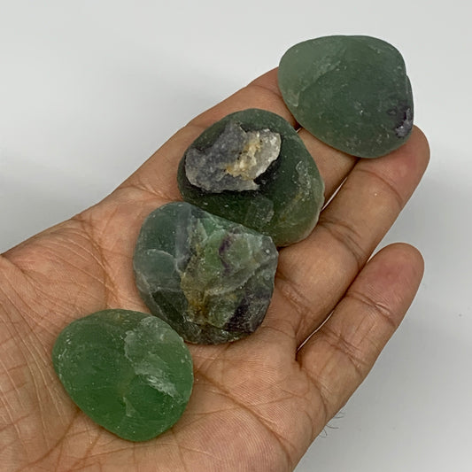 145.8g,1.2"-1.5", 4pcs, Fluorite Tumbled Rough/Semi- Polished @Mexico, B18709