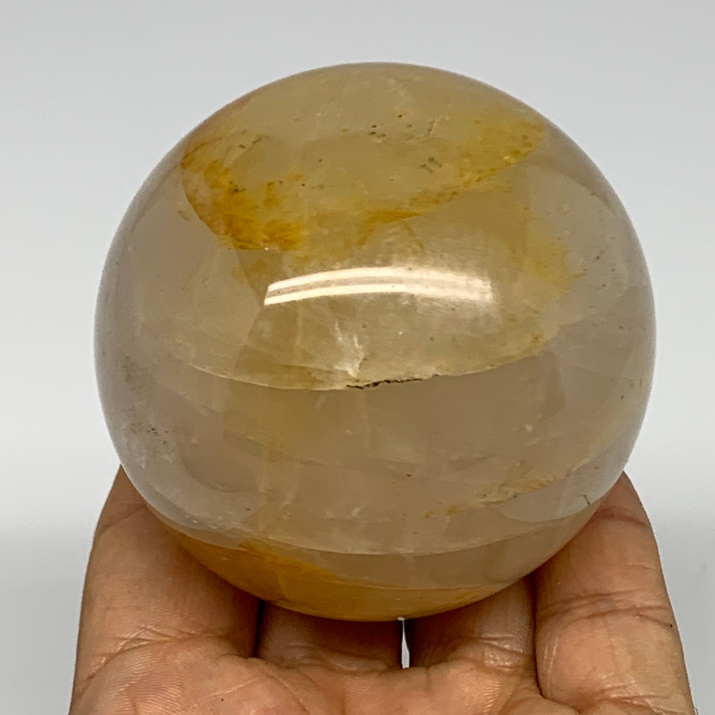 380.9g, 2.9" (65mm), Yellow Hematoid Sphere Crystal Ball Gemstones @Madagascar,B