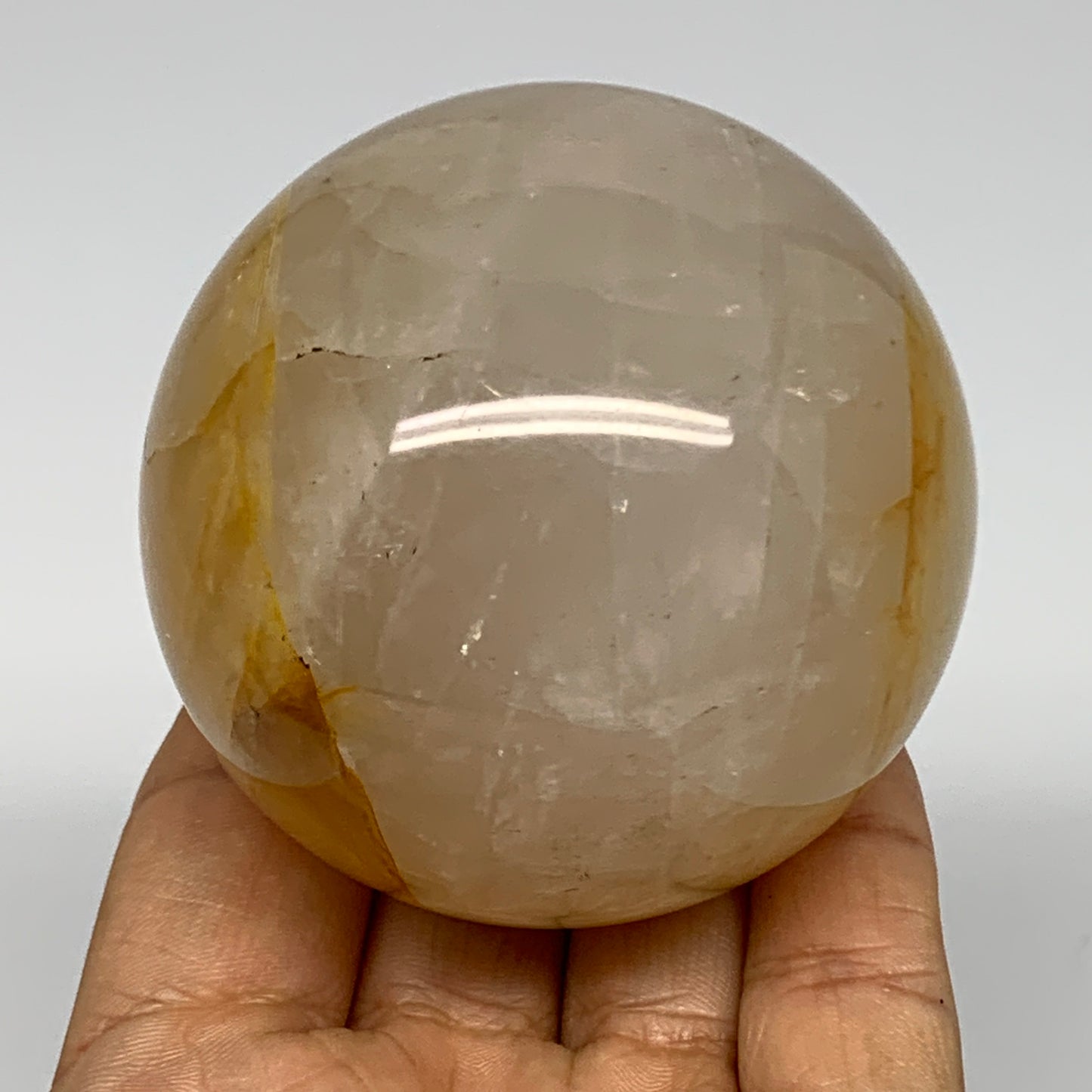 380.9g, 2.9" (65mm), Yellow Hematoid Sphere Crystal Ball Gemstones @Madagascar,B