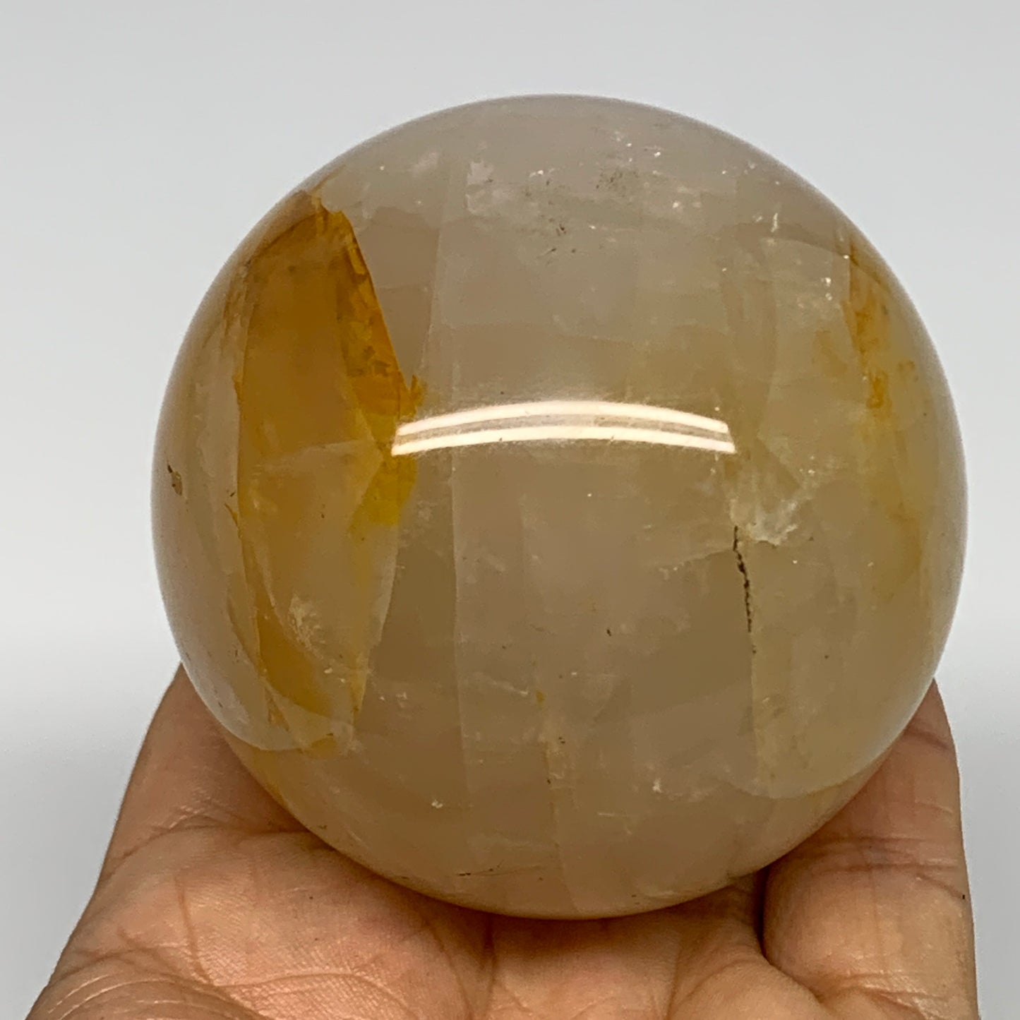 380.9g, 2.9" (65mm), Yellow Hematoid Sphere Crystal Ball Gemstones @Madagascar,B