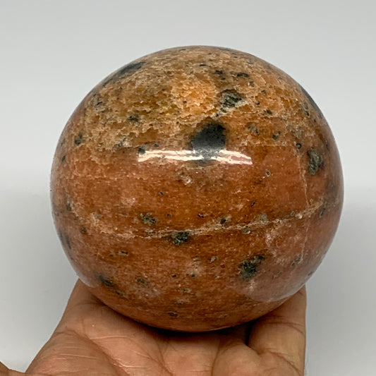 885g, 3.3"(84mm) Orange Calcite Sphere Ball Gemstone from Madagascar, B17184