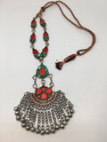 Handmade Afghan Tribal Kuchi Multi-Color Glass Bells Boho ATS Necklace, KN370 - watangem.com