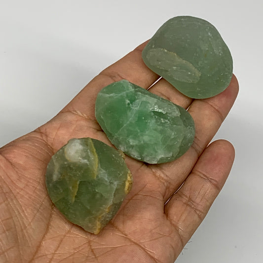 135.8g,1.5"-1.7", 3pcs, Fluorite Tumbled Rough/Semi- Polished @Mexico, B18710