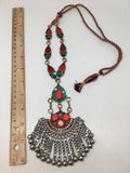 Handmade Afghan Tribal Kuchi Multi-Color Glass Bells Boho ATS Necklace, KN370 - watangem.com