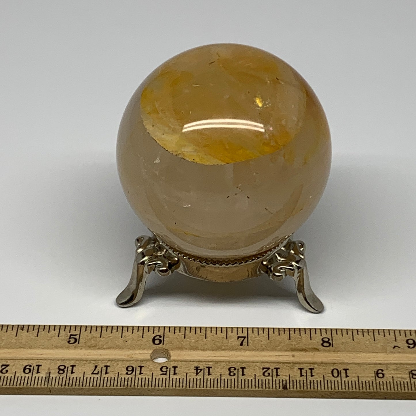 380.9g, 2.9" (65mm), Yellow Hematoid Sphere Crystal Ball Gemstones @Madagascar,B