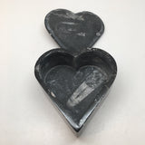 418 Grams Heart Fossils Orthoceras Handmade Black Jewelry Box @Morocco,MF517