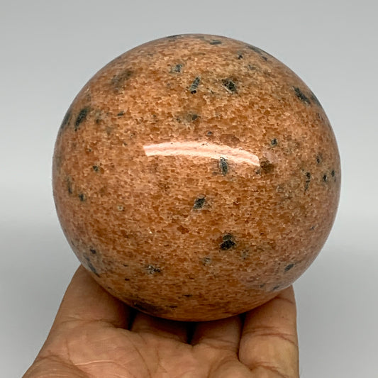 780g, 3.2"(81mm) Orange Calcite Sphere Ball Gemstone from Madagascar, B17185