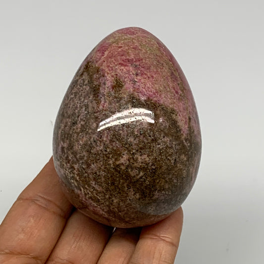 349.9g, 2.8"x2.1" Natural Untreated Rhodonite Egg Polished @Madagascar, B22784