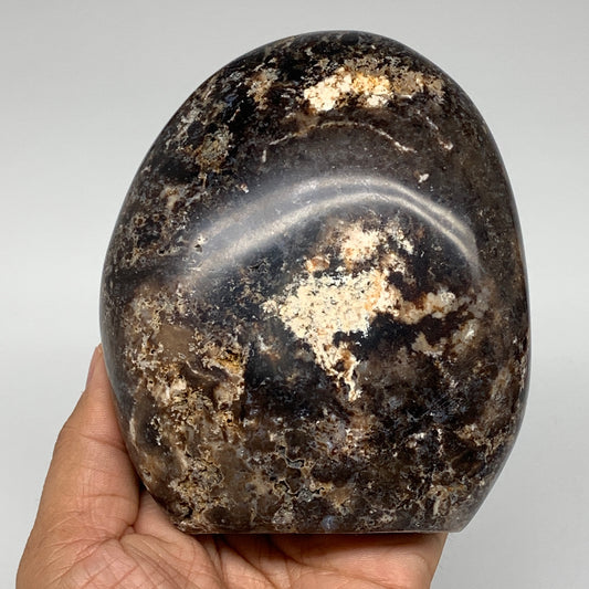 622g,4.5"x3.9"x1.7"Natural Black Opal Freeform Polished Gemstone Stands,B2456