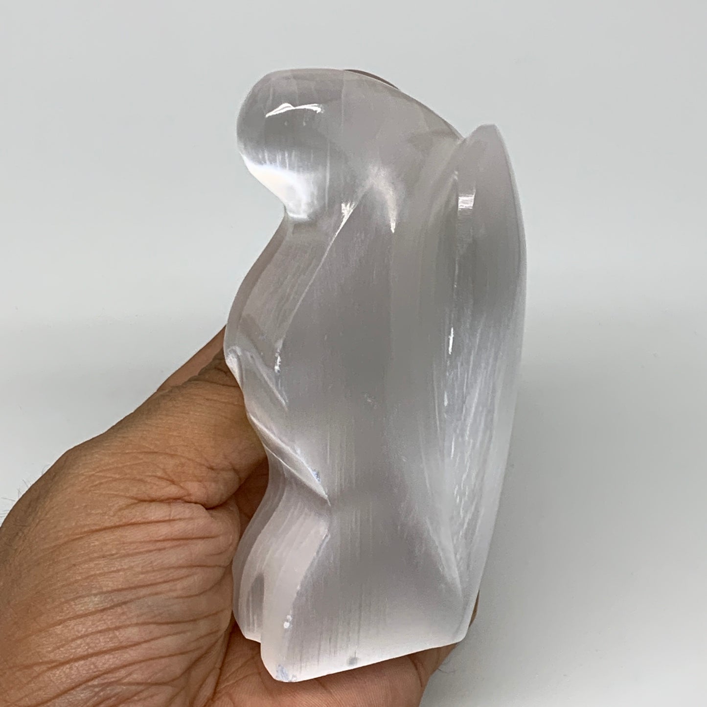 300g, 3.9"x3"x1.7"Natural Selenite (Satin Spar) Angel Crystal @Morocco,B8973