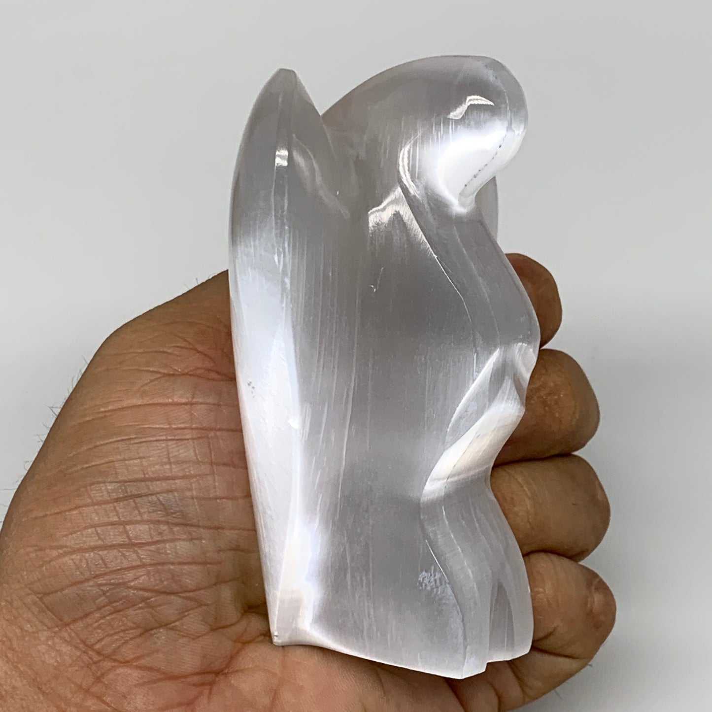 300g, 3.9"x3"x1.7"Natural Selenite (Satin Spar) Angel Crystal @Morocco,B8973
