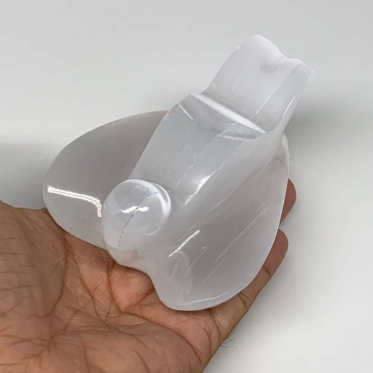 300g, 3.9"x3"x1.7"Natural Selenite (Satin Spar) Angel Crystal @Morocco,B8973