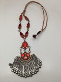 Handmade Afghan Tribal Kuchi Multi-Color Glass Bells Boho ATS Necklace, KN375