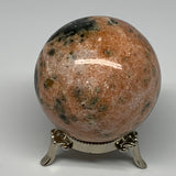 565g, 2.9"(73mm) Orange Calcite Sphere Ball Gemstone from Madagascar, B17186