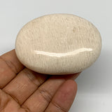 105.2g,2.6"x1.9"x0.9" White Moonstone Crystal Palm-Stone Polished Reiki, B21976