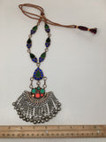 Handmade Afghan Tribal Kuchi Multi-Color Glass Bells Boho ATS Necklace, KN378