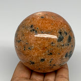 605g, 2.9"(74mm) Orange Calcite Sphere Ball Gemstone from Madagascar, B17188
