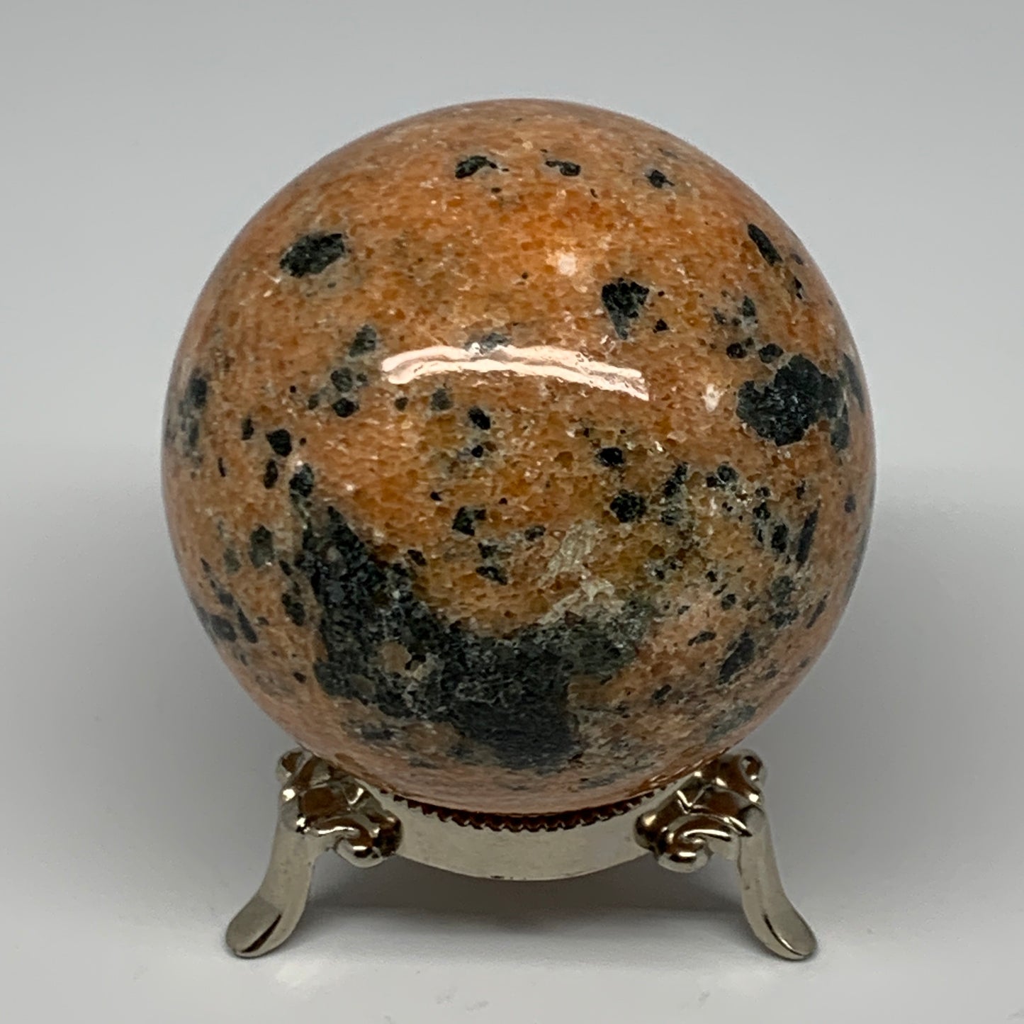 605g, 2.9"(74mm) Orange Calcite Sphere Ball Gemstone from Madagascar, B17188