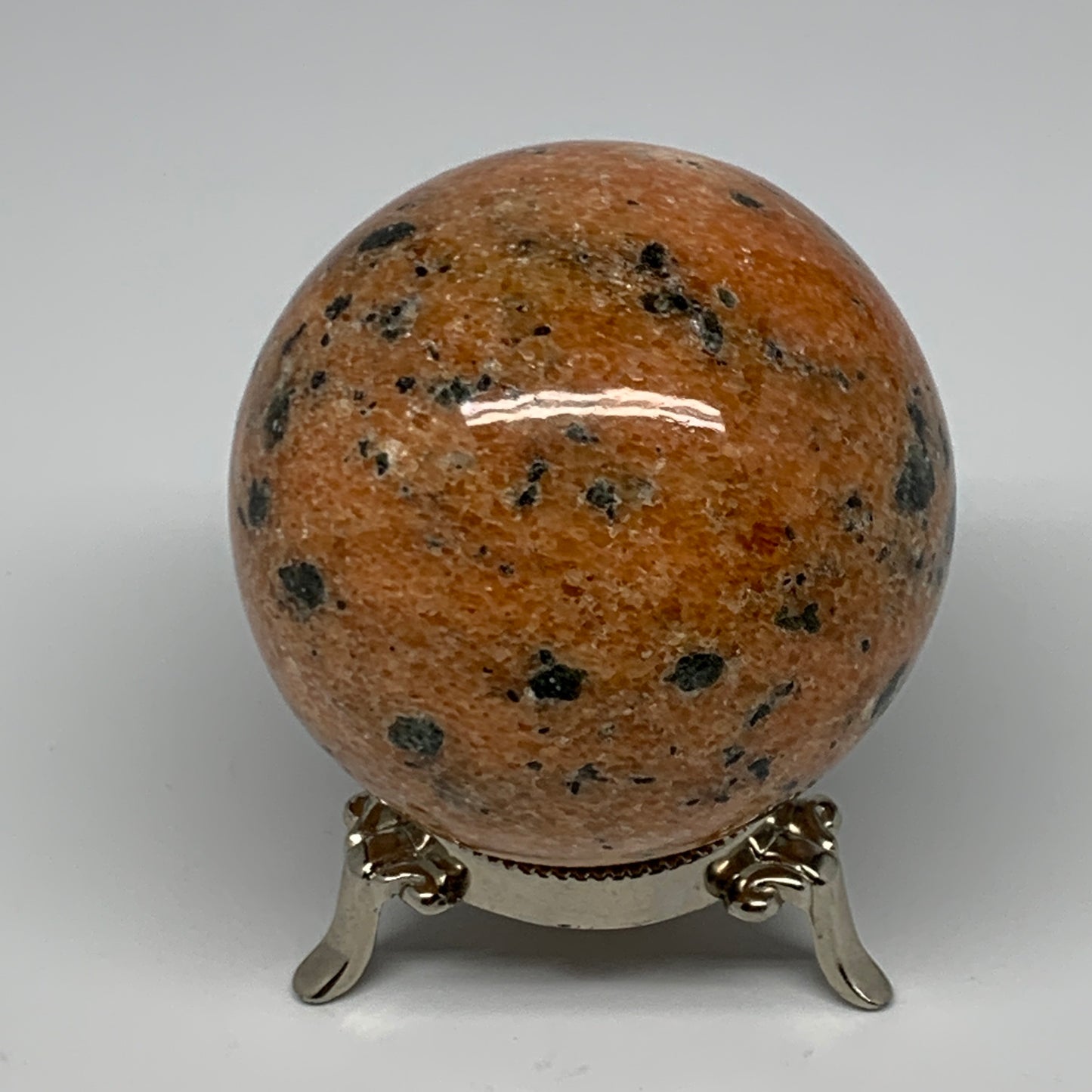 605g, 2.9"(74mm) Orange Calcite Sphere Ball Gemstone from Madagascar, B17188