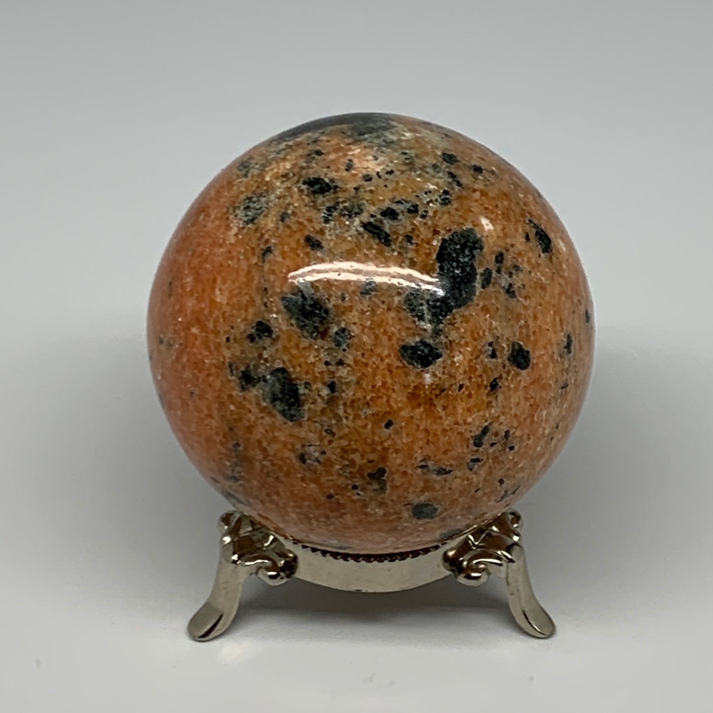 605g, 2.9"(74mm) Orange Calcite Sphere Ball Gemstone from Madagascar, B17188