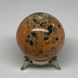 605g, 2.9"(74mm) Orange Calcite Sphere Ball Gemstone from Madagascar, B17188