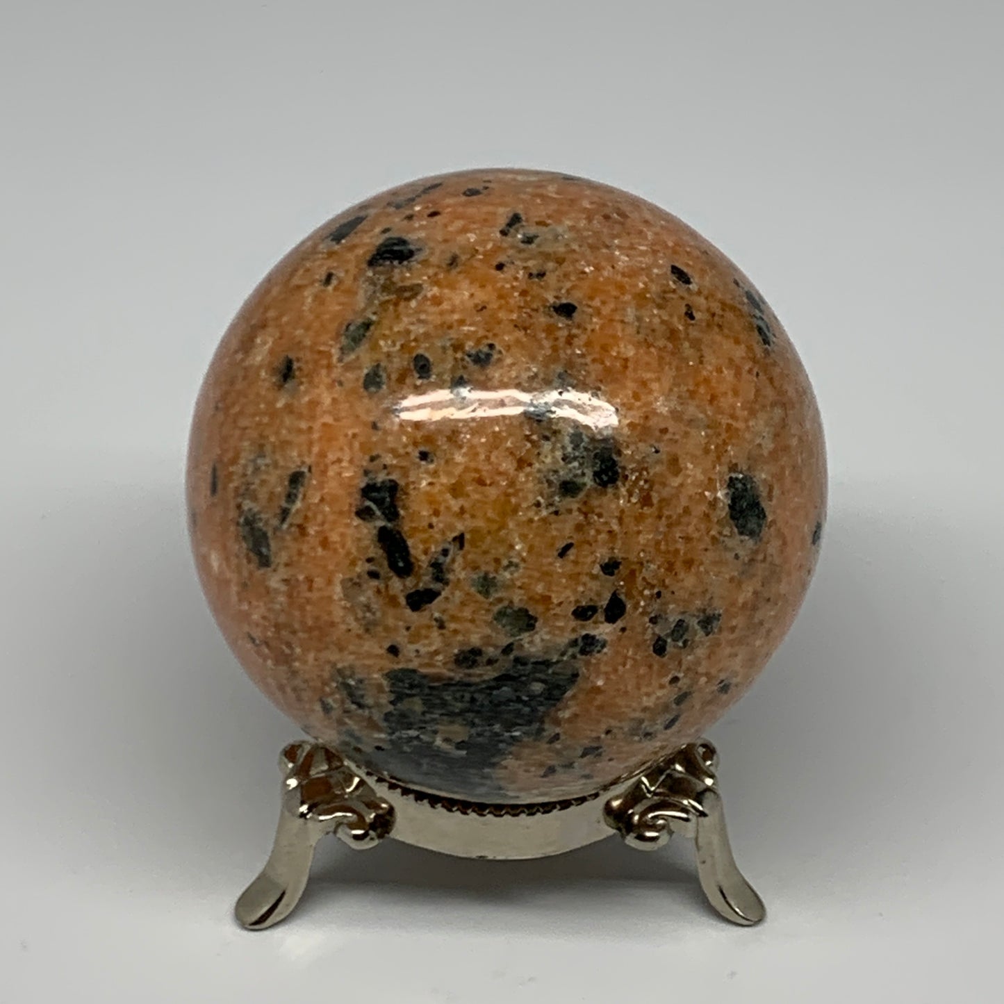 605g, 2.9"(74mm) Orange Calcite Sphere Ball Gemstone from Madagascar, B17188