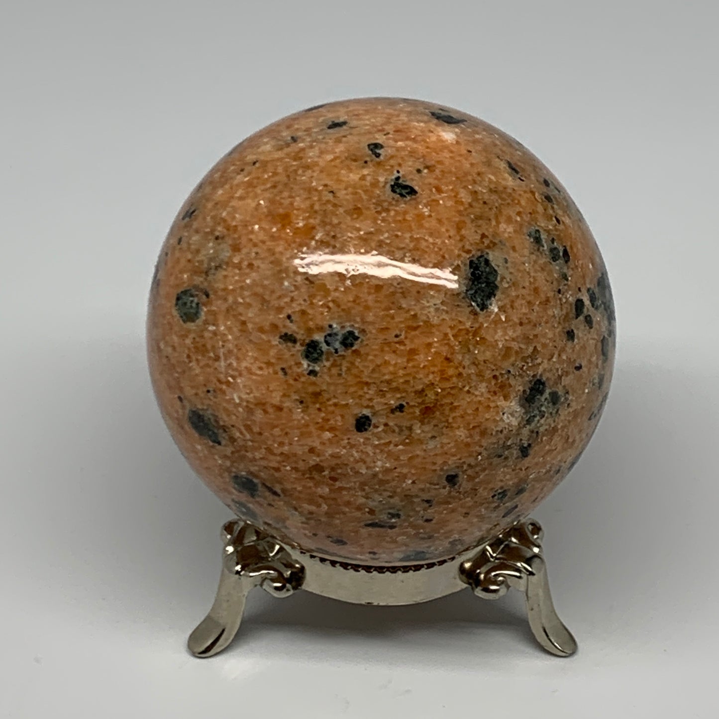 605g, 2.9"(74mm) Orange Calcite Sphere Ball Gemstone from Madagascar, B17188