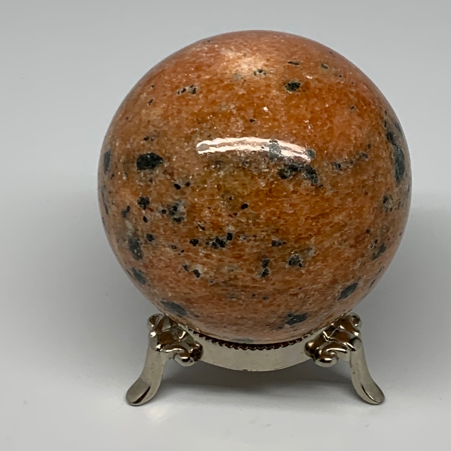 605g, 2.9"(74mm) Orange Calcite Sphere Ball Gemstone from Madagascar, B17188