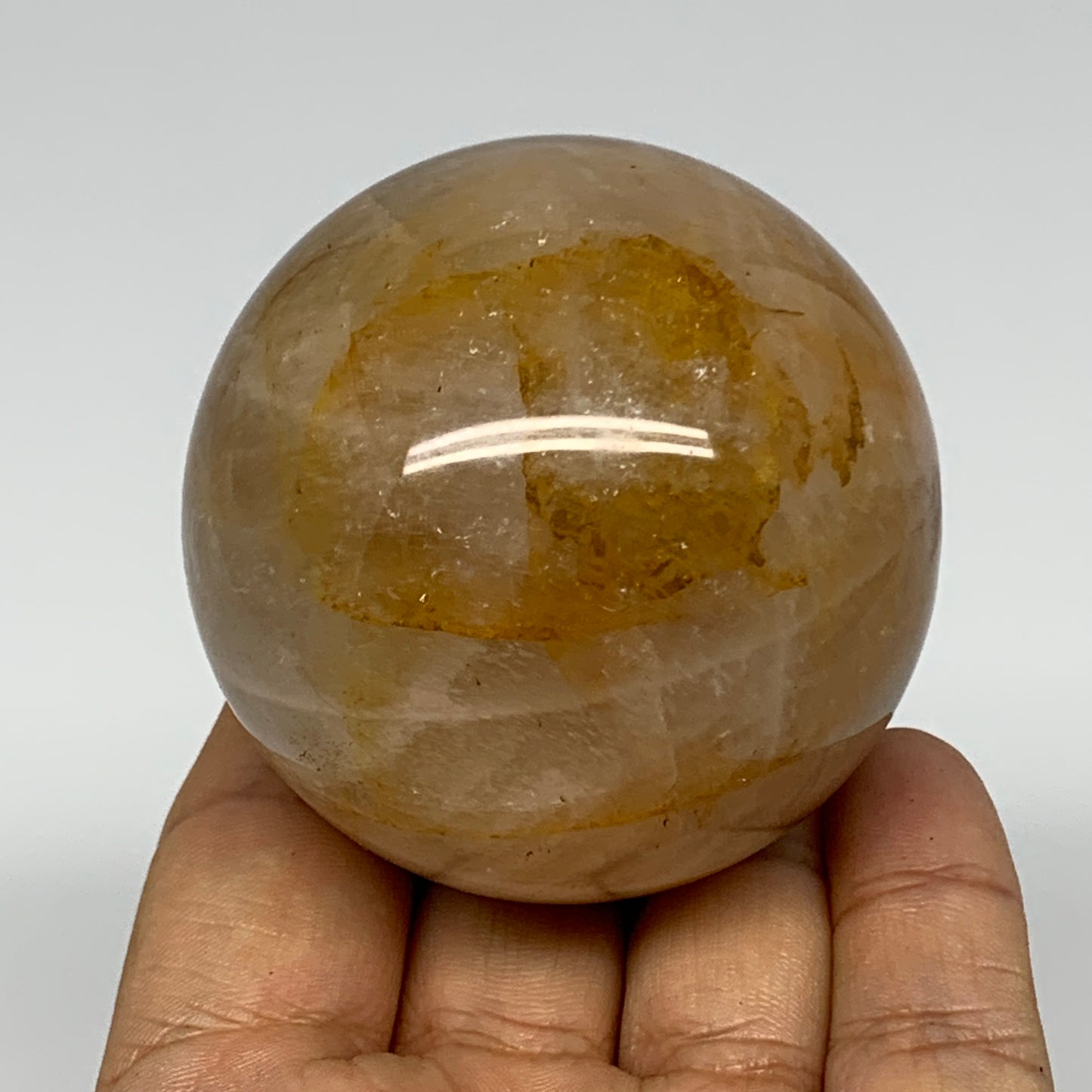 267.6g, 2.3" (68mm), Yellow Hematoid Sphere Crystal Ball Gemstones @Madagascar,B