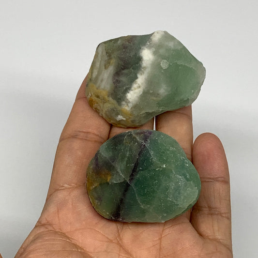 144.4g,1.7"-1.9", 2pcs, Fluorite Tumbled Rough/Semi- Polished @Mexico, B18719