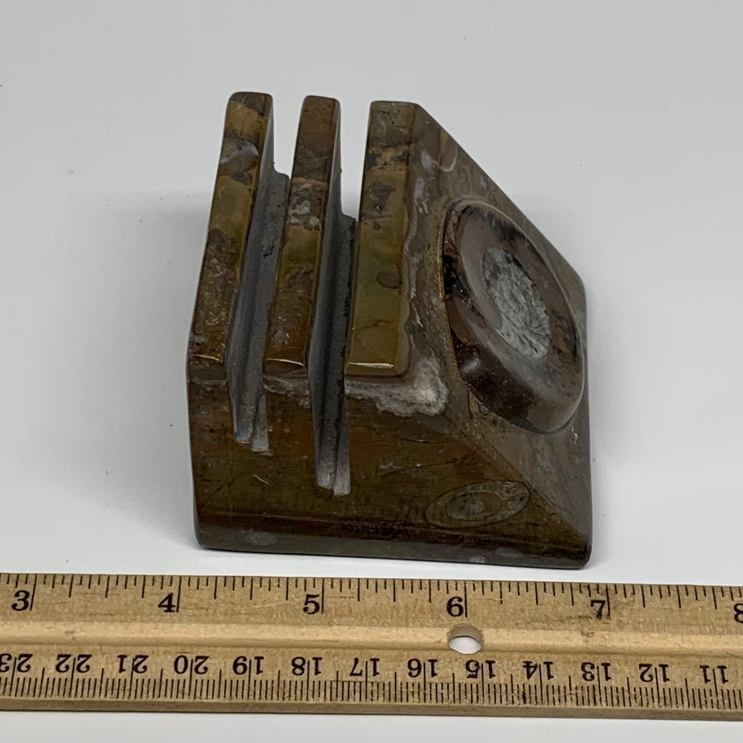 506g, 2.9" x 2.8" x 2" Fossils Orthoceras Ammonite Business Card Holder,B8104