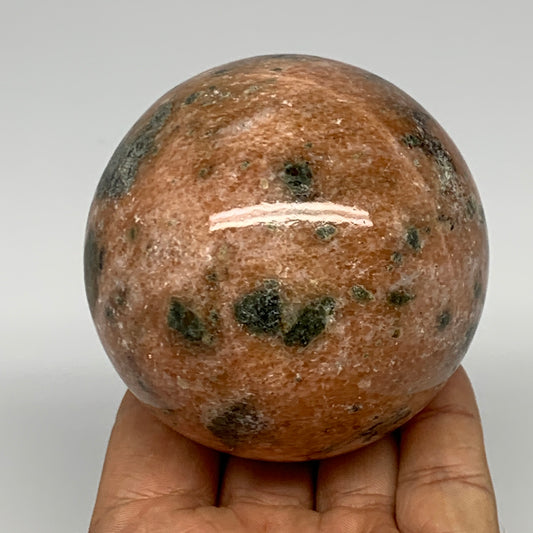 492.9g, 2.8"(70mm) Orange Calcite Sphere Ball Gemstone from Madagascar, B17191